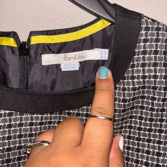 Boden dress - black/gray print wool sleeveless sheath, fully lined - Picture 3 of 9